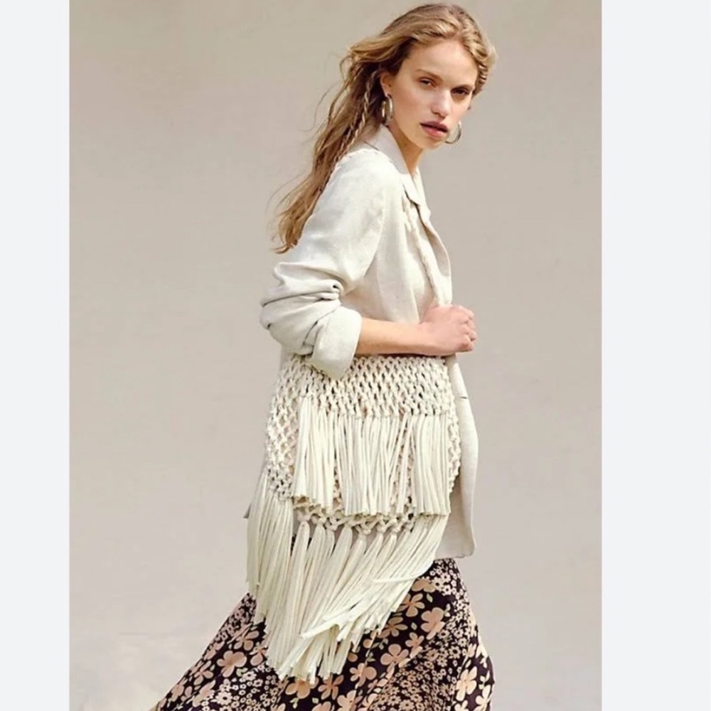Free People Summer Fringe & Crochet Shoulder Bag rare EUC
